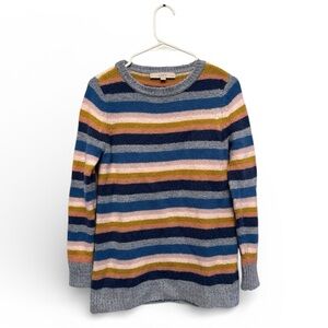 LOFT Petites Colorful & Cozy Striped Wool Blend Crew Neck Sweater Small Petite